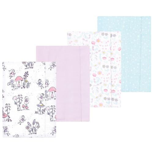 Luvable Friends Hudson Baby Flannel Burp Cloths 4pk, Garden Fairy Tale