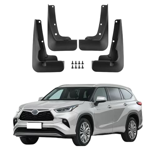 Image of No Drill Mud Flaps Splash Guards Compatible with Toyota Highlander 2020-2026,OEM Style Textured Black Custom Fit All Weather Exterior Accessories(4PCS)