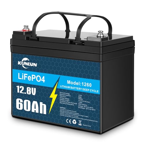 KUNLUN 12V 60Ah LiFePO4 Battery Mini Perfect for Trolling Motors,