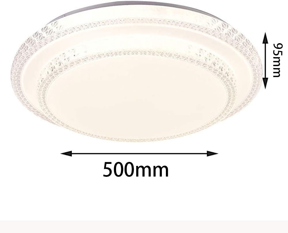 Plafoniera LED da Soffitto 60W con Bluetooth e Telecomando, Dimmerabile 3000K-6500K, Ø50cm, Design Elegante con Decorazioni Acriliche, Luce per Soggiorno Camera Letto, CRI＞80, PN-12-3C