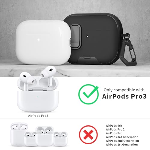 Image of for AirPods Pro 3 Case with Lock,TPU Leather Texture Durability Anti-Lost & Shockproof Protective Cover Accessories with Cleaning Kit in Keychain for Apple iPod Pro 3rd Generation 2025(Black)