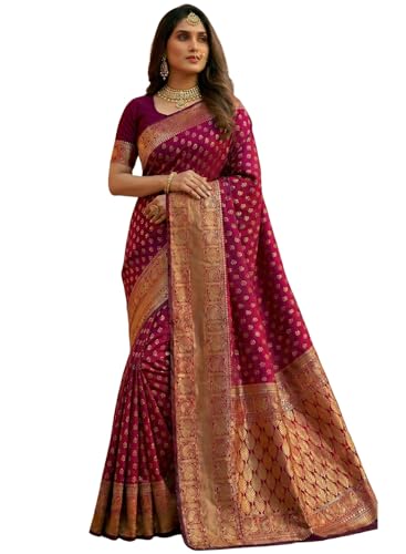 Image of C J Enterprise Women's Pure Soft Silk Saree With Blouse Piece For Wedding (Priya)