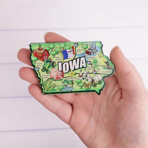 Imán Acrílico en Forma de Iowa con Diseño Colorido 3.75 x 2.25 miniatura 5