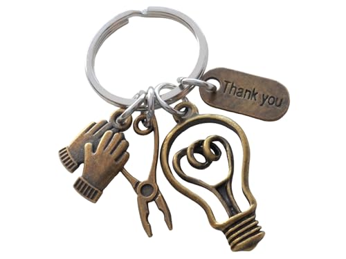JewelryEveryday Electrician or Housekeeping Appreciation Keychain with Bronze Light Bulb,