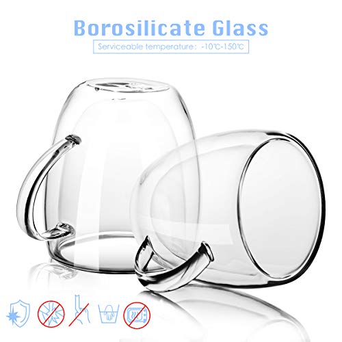 image for MEWAY 8oz Coffee Mugs, Set of 8, Clear Glass Double Wall Cup with hand