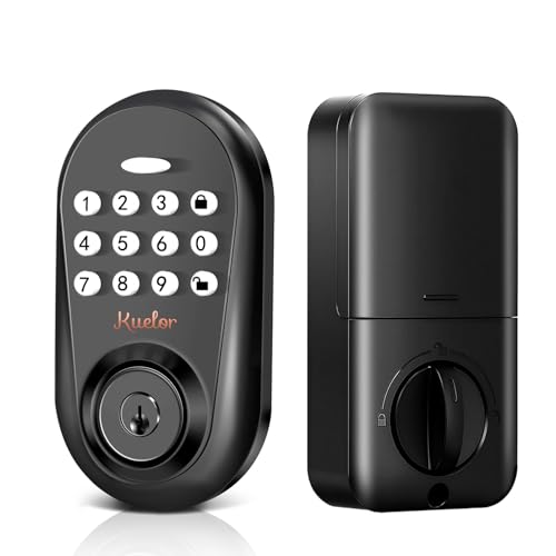 Keyless Entry Door Lock, Keypad Smart Deadbolt for Front Door, Electronic Keypad Code with Auto Lock, One-Time Code, Anti-Peeping Password, Easy Installation, Black