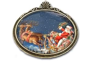 Vintage-Inspired Santa and Reindeer Sleigh Ride Christmas Pin