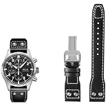 SRDRK 20 21 22mm cinturino in vera pelle rivetti adatto per IWC Big Pilot Spitfire cinturino orologio in pelle di vacchetta marrone nero blu(Black silver buckle,21mm)