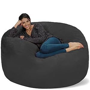 Chill Sack Bean Bag Chair: Giant 5′ Memory Foam Furniture Bean Bag – Big Sofa with Soft Micro Fiber Cover – Dark Gray