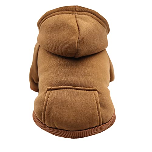 Tonsee Haustier Hundepullover kleine Hunde Mittlerer Hund Kapuzenpullis Hundepullover Hoodie Hunde Pullis Welpen Jacke Hunde Klamotten Warmer Wintermantel Haustier Kleidung Fleece Sweater (Braun, S)
