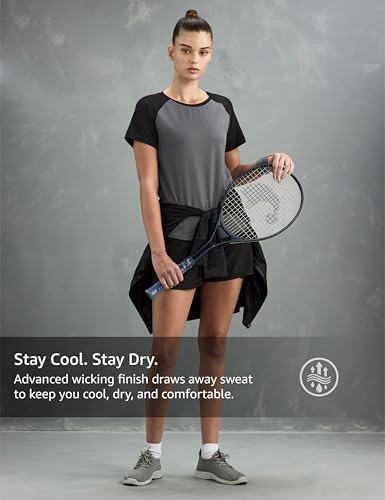 Image of Symbol Premium Women's Solid Regular Fit Sports Stretch T-Shirt | Round Neck | Raglan Sleeve | Moisture-Wicking | Activewear | Running | Gym | Plain (Available in Plus Sizes)