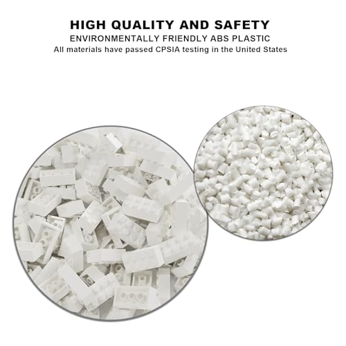 Image of Classic Bulk Brick Block 2x4, 200 Piece Building Brick White, Compatible with Lego Parts and Pieces 3001, Creative Play Set - Compatible with Major Brands(Colour:White)