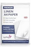 Syntego A4 Pale Linen Paper 135gsm – Recycled Silkweave Textured Printer Paper for Schools, Certificates, Invitations, Crafts & Restaurant Menus (50, White)