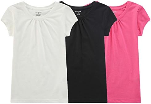 Bienzoe Girl's School Uniform Breathable Quick-Dry T-Shirt PackA 7/8