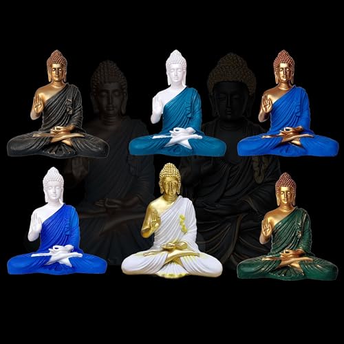 Image of 2 Feet Buddha Statue for Home Decor, Garden and Gifting, Big Size, Made of Resin, Premium Luxury Decoration Showpiece, Vastu Feng Shui for Good Luck, Happiness (Metallic Green & Golden)