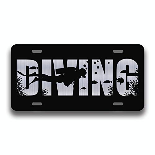 JMM Industries Diving Life Scuba Snorkel Free Dive Vanity Novelty License Plate Tag Metal Car Truck 6-Inches by 12-Inches Black Etched Aluminum UV Resistant ELP177