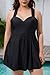 COCOPEAR Women Elegant Crossover One Piece Swimdress Floral Skirted Swimsuit(FBA),Black,Medium / 6-8