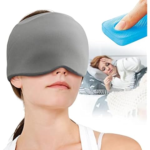 Migraine Relief Cap, Reusable Therapy Headache Relief Cap/Head Wrap Gel Ice Pack Mask, Cold and Hot Therapy Migraine Relief Hat for Tension Headache, Sinus Pressure, Stress Relief Cover