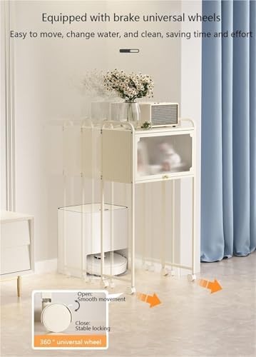 Multi-Layer Robot Vacuum Storage Rack Side Table - Stylish Floor-Standing Metal Design with Hidden Storage for Living Room, Perfect for Organizing and Enhancing Home Decor