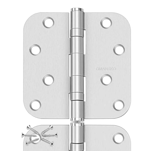 Door Hinges, 304 Stainless Steel Hinges for Wood 3 Pack 4'' Ball Bearing 5/8 Radius Corners Satin Nickel Door Hinges for Interior Exterior Door