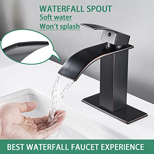 Voton Bathroom Sink Faucet Oil Rubbed Bronze Waterfall Bathroom Faucet Black Single Handle Single Hole Rv Lavatory Vessel Faucet Basin Mixer Tap Solid Brass Vanity Sink Faucet #TOP2