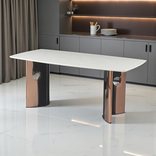 Image of The Attic Aurora 6 Seater Dining Set,Chocolate,Black, Rose Gold & Cream,160Cms