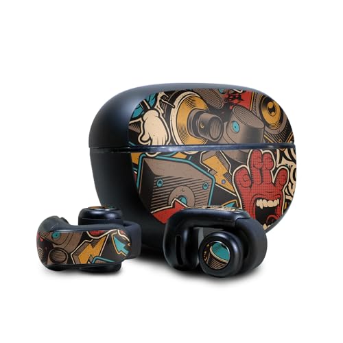 Image of Headphone Skin Compatible with Bose Ultra Open Earbuds - Orange Hip Hop - Premium 3M Vinyl Protective Wrap Decal Cover - Easy to Apply | Crafted in The USA by MightySkins