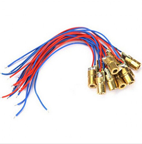 CHENGYIDA 100-PACK Laser Diode Module Mini 650nm 6mm 5V 5mW Laser Dot Diode Head WL Red