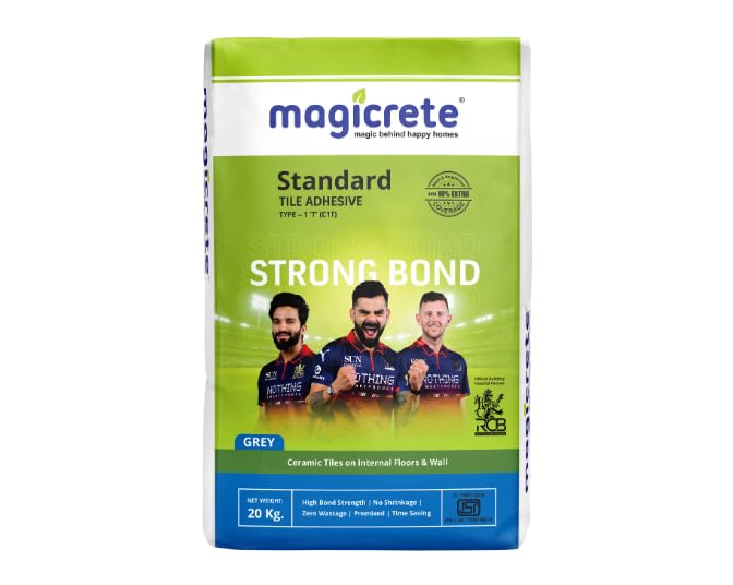 Magicrete Standard Tile Adhesive, Grey, 20 Kg, Strong Bond for Ceramic Tiles on Internal Floors & Walls, Type 1T (C11)-image-17