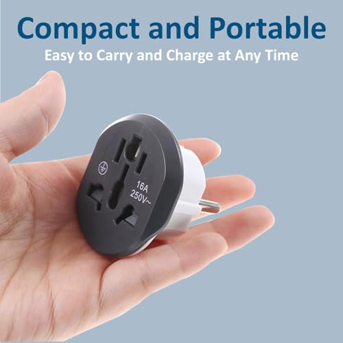 Image of Universal Travel Adapter 2 Pin Plug 16A /250V | Compact Multipurpose International Power Plug for Europe, US, UK, AUS & 150+ Countries | Surge Protection & LED Indicator