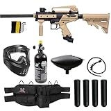 Maddog Tippmann Cronus Tactical Paintball Gun Marker and Silver HPA Accessory Starter Package | Comes with Marker, Anti-Fog Mask, Hopper, Harness, Pods, & 48CI HPA Tank - Black/Tan