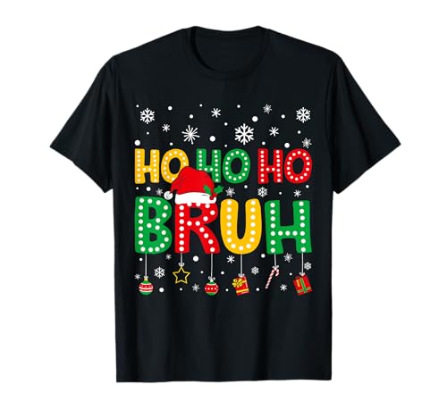 Ho Ho Ho Bruh Funny Christmas Teens Boys Kids Xmas Pajamas T-Shirt