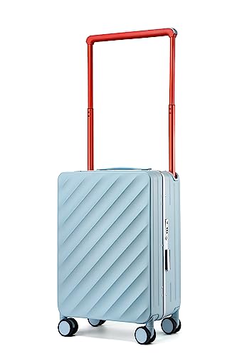 Somago Carry On Suitcase 22x14x9 Wide Handle 20 Inch Luggage Airline Approved Polycarbonate Hardside Aluminum Frame No Zipper with Spinner Wheels TSA Lock Dry Wet Pocket (Light Blue)