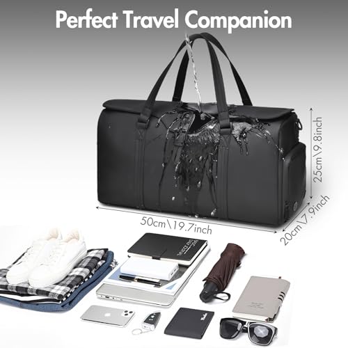 Travel Bag for Men Women, Duffle Bags for Travel with Shoe Compartment Weekender Overnight Carry On Bag with Dry Wet Separated Pocket Personal Item Bag for Gym Trip Workout4