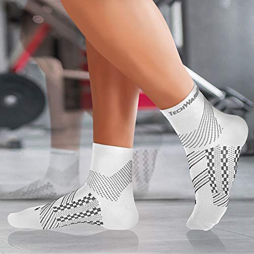 TechWare Pro Plantar Fasciitis Socks - Ankle Compression Socks for Women & Men. Achilles Tendonitis Brace & Foot Arch Support