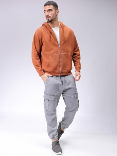 Sweat à capuche homme coupe décontractée avec ouverture devant