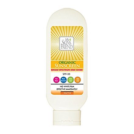 My Skin's Friend Organic Sunscreen For Face & Body SPF-30 Broad Spectrum Zinc Oxide. Water Resistant. Ultra Sheer. NO WHITE FILM. Great For The Whole Family. Perfect Under Makeup.