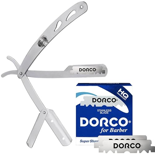 The Shave Factory Straight Edge Razor Kit - with Single Stainless Steel razors (Matte + Blue)