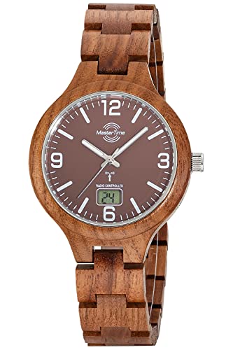 Master Time Funk Quarz Herren Uhr Analog-Digital mit Holz (Walnuss) Armband MTGW-10749-81W