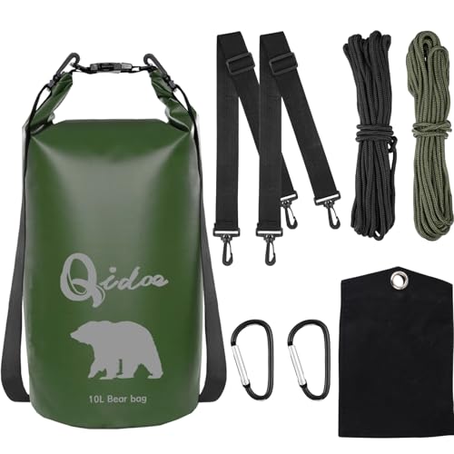 Qidoe Bear Food Bag for Camping Ultralight Food Bags Hanging System 10 L Waterproof Backpack Pulley Systems Includes Waterproof Bag, Nylon Ropes, Hooks for Camping Backpacking