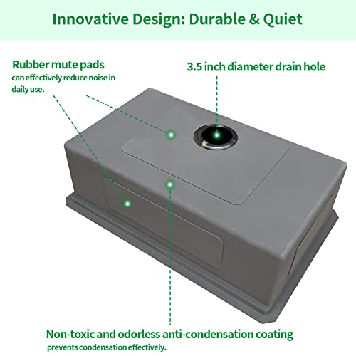 Ecochannels Undermount Kitchen Sink, 32 X 19 Inch Sink Kitchen 16 Gauge Stainless Steel Kitchen Sinks Single Bowl Workstation Sink With Cutting Board #TOP6