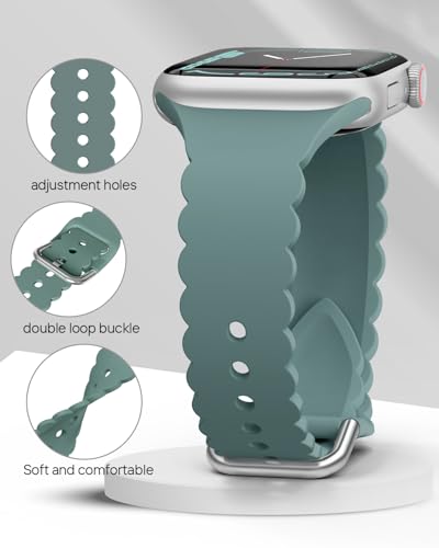 Sunnywoo Lace Sport Silicone Band Compatible with Apple Watch 38mm 40mm 41mm 42mm 44mm 45mm 46mm 49mm for Women, Soft Wristband Waterproof Replacement for iWatch Series Ultra 10 9 8 SE 7 6 5 4 3 2 1