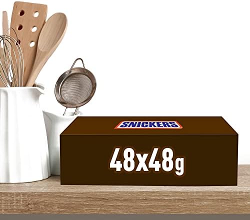 Snickers Chocolate Bars Bulk Box, Peanut Chocolate, 48 Bars of 48 g