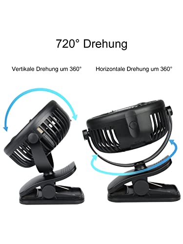DiaoCare USB Ventilator – Tragbarer Mini-Ventilator mit Clip-Funktion