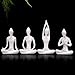 Lot Of 4 Meditation Yoga Pose Statue Figurine Ceramic Yoga Figure Set Decor (White Set)