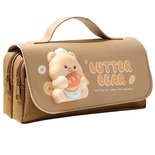 Image of SAJANI 3D Decompression Large Capacity Pencil Case, Multipurpose Stationary Organizer with Handle, Cartoon Printed Pencil Pouch for Boys & Girls (Pack of 1) (Bear)