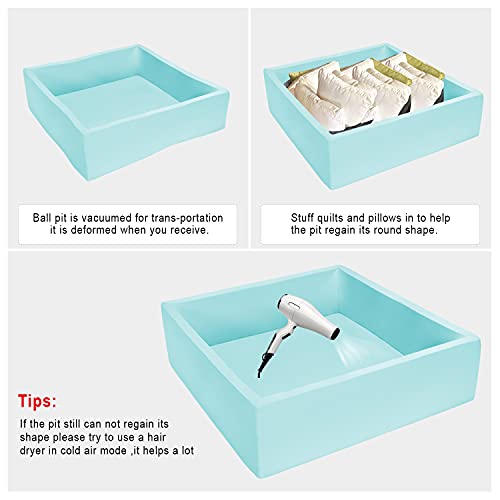 Trendbox Extra Large Ball Pit 47.2X47.2X13.8In Foam Ball Pit Balls Kids Ball Pits For Toddlers Babies Balls Not Included - Light Blue #TOP3