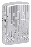 Zippo Waxy Leaf Design Armor High Polish Chrome Pocket Lighter