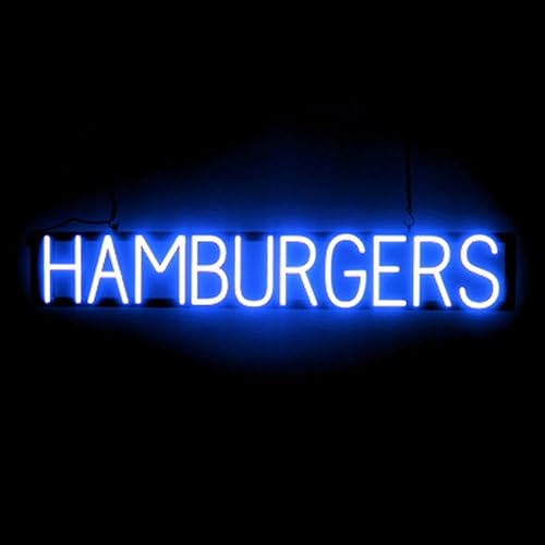 Miniatura 38 de SpellBrite HOT DOGS Letrero para restaurantes Letreros relacionados con el comedor con aspecto de neón, luz LED roja 30.8 x 6.3 pulgadas Azul