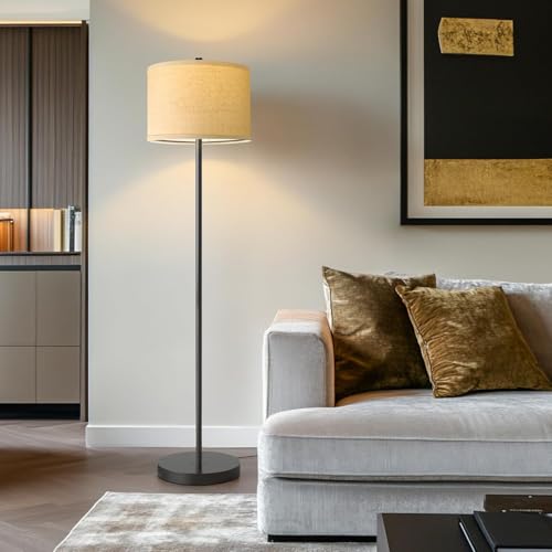 Image of Rellon Industries Floor Lamp for Living Room with 3 Shelves Decorative Metal Floor Lamp Standing Home Decoration Floor JuteLamp Shade Reading for Bedroom, Office,Kitchen (A2)